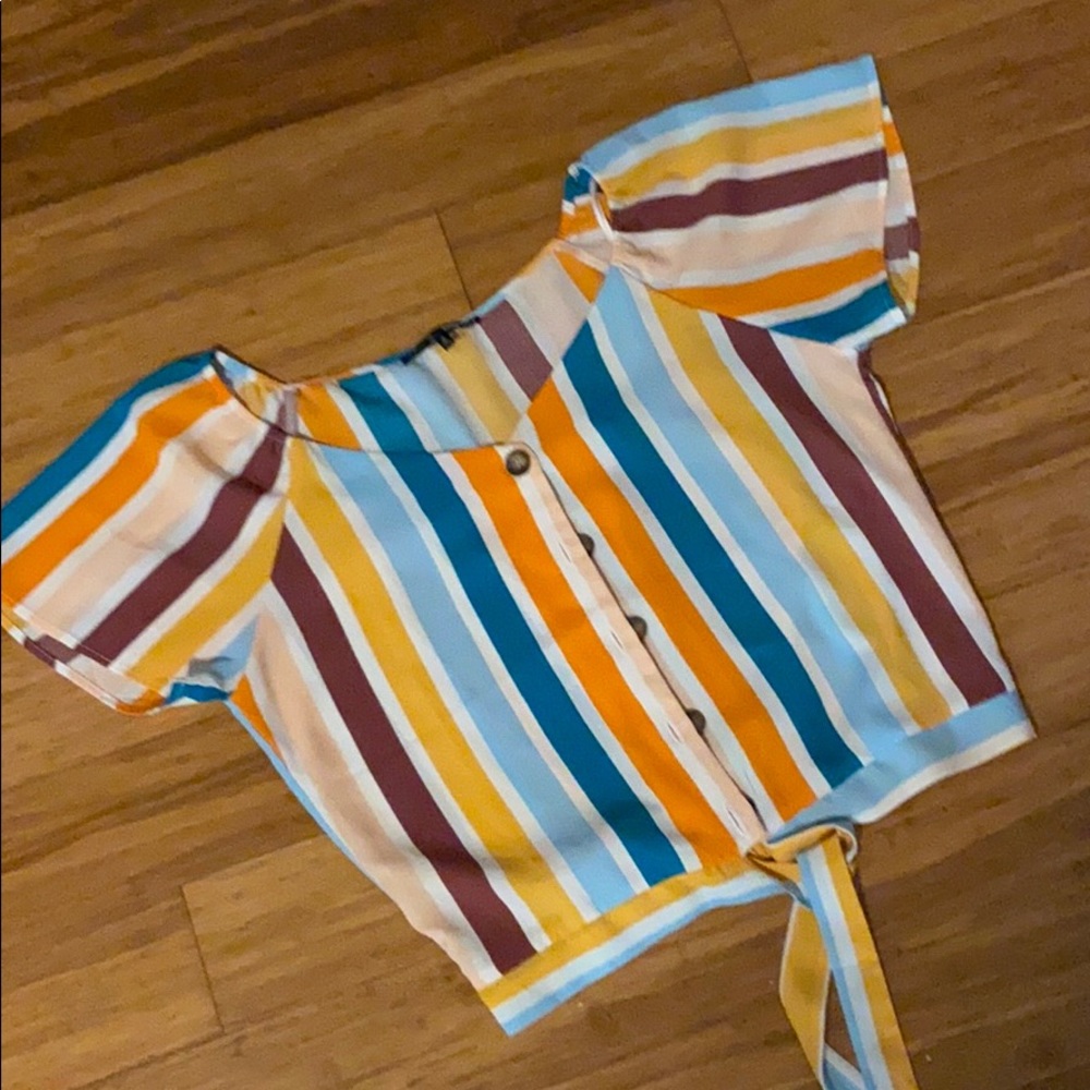 Multi color crop top blouse